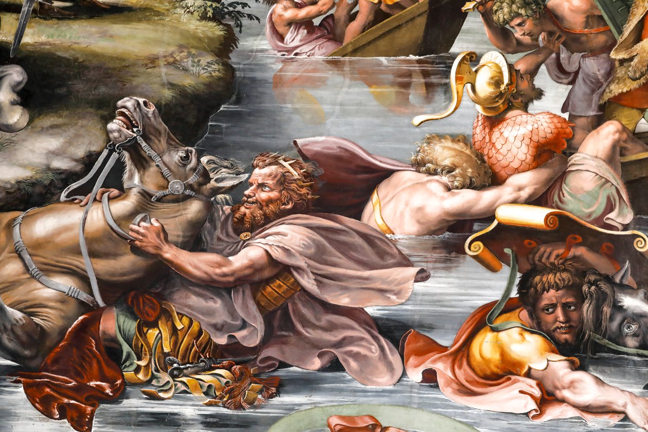 Slaget ved Milvian bridge, detaljer. 1517-1524 (fresko) af Raphael