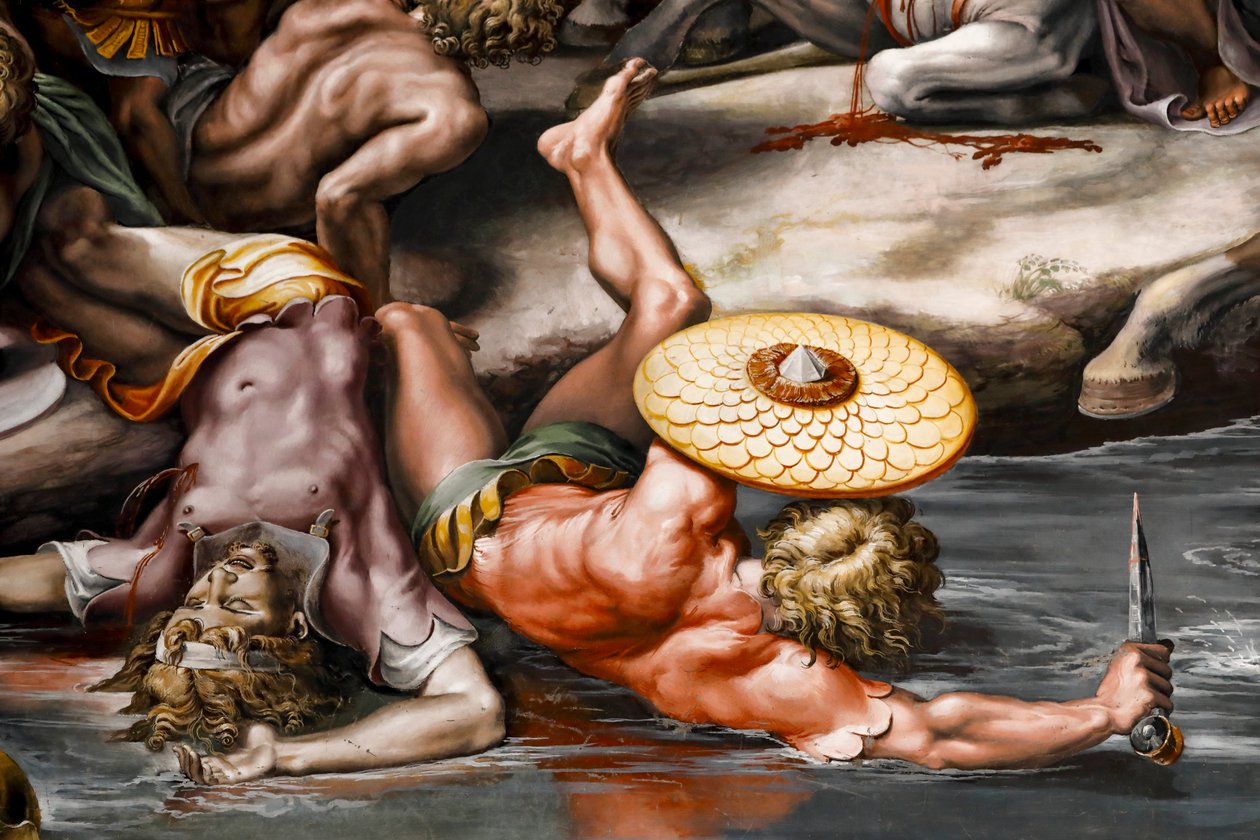 Slaget ved Milvian bridge, detaljer. 1517-1524 (fresko) af Raphael