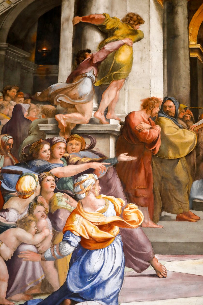 Udvisning af Heliodorus fra templet, detaljer. 1511-1512 (fresko) af Raphael