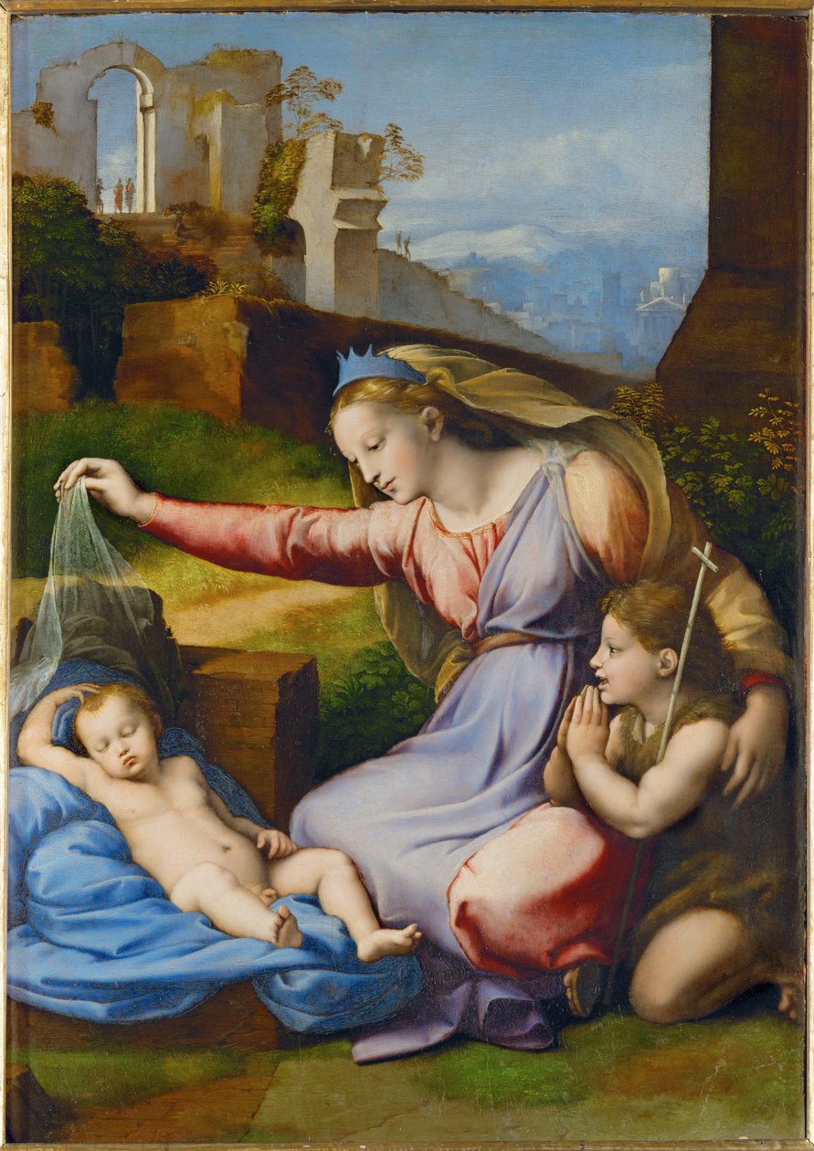 La Vierge au diademe bleu - Jomfruen med den blå krone ... af Raphael (1483 1520)
