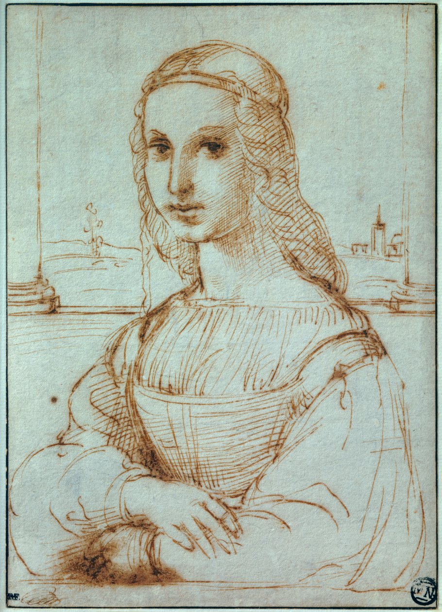 Portræt af florentinsk dame Tegning af Raffaello Sanzio dit Raphael (1483-1520) 1504 Paris, Louvre Museum af Raphael