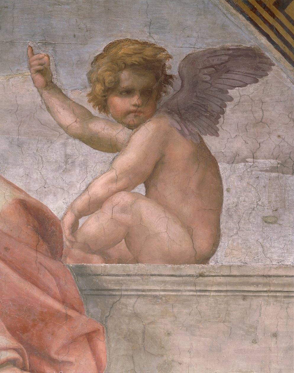 Putto portrætterer tro, detaljer om kardinal og teologiske dyder og loven af Raphael (1483 1520)