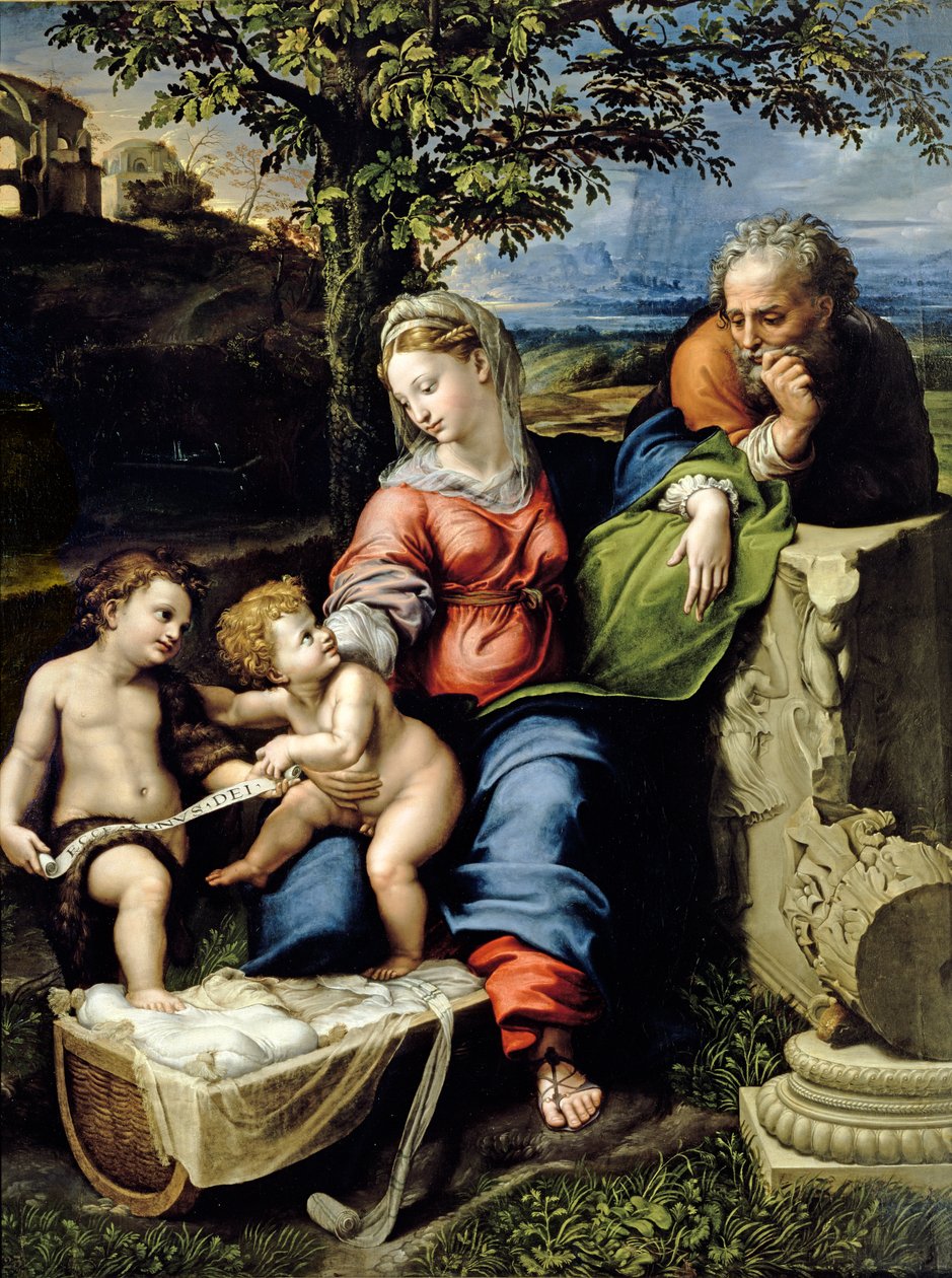 The Holy Family of the Oak Tree, ca. 1518 (olie på panel) af Raphael
