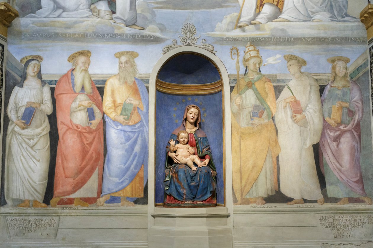 Treenighed, benediktiner og camaldolesiske helgener af Raphael (1483 1520)