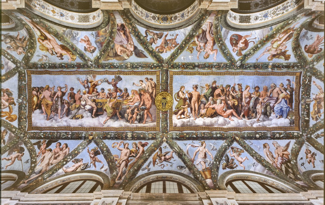 Udsigt over hvælvingerne i Loggia af Amor og Psyche, af Raphael