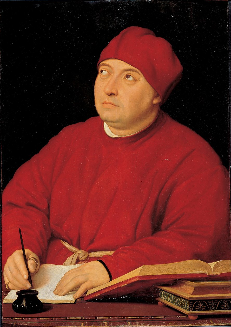 portræt af kardinal Tommaso Inghirami (olie på træ) af Raphael (1483 1520) (& studio)