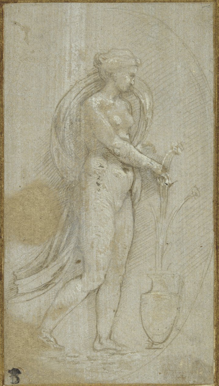 Allegory of Grammatica (metalpoint på grå præpareret overflade, forhøjet med hvid kropsfarve) af Raphael