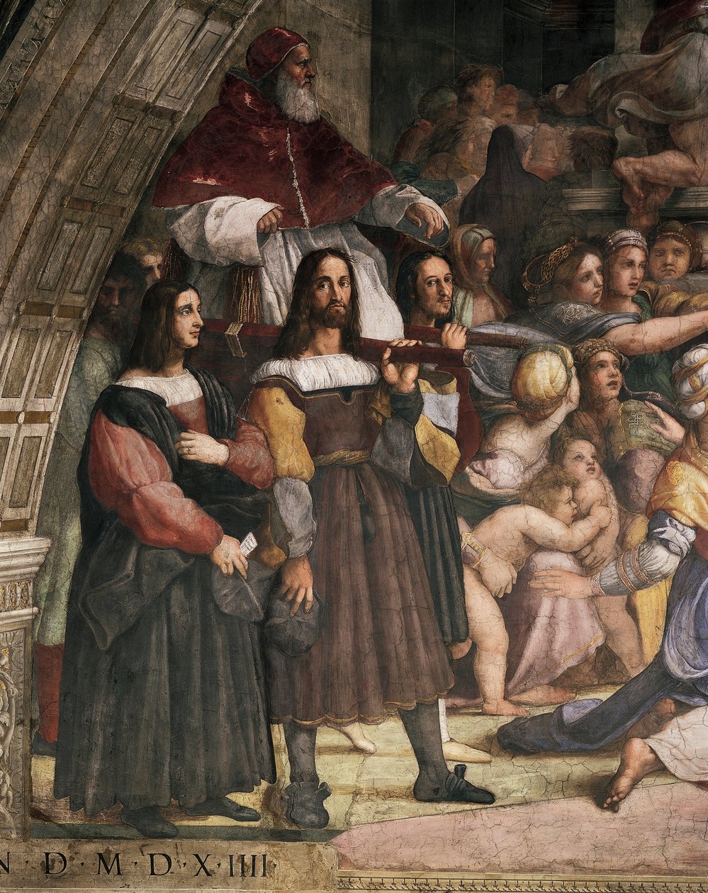 Stolebærere bærer pave Julius II, detalje fra udvisningen af Heliodorus fra templet af Raphael (1483 1520)