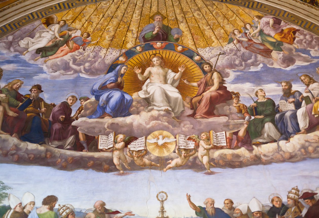 Detalje af disputationen af det hellige sakramente, ca. 1509-10 (fresco) af Raphael (1483 1520)