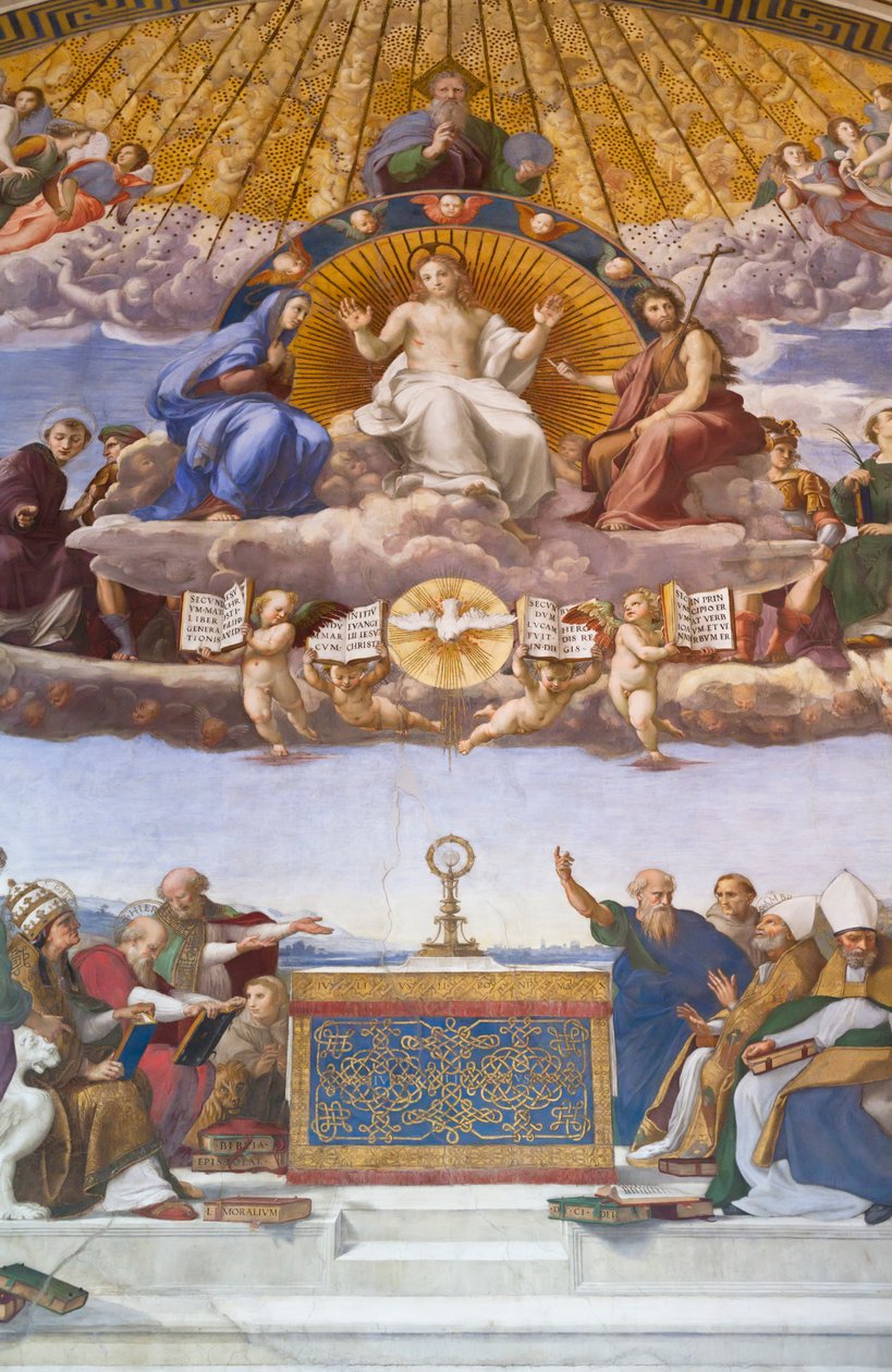 Detalje af disputationen af det hellige sakramente, ca. 1509-10 (fresco) af Raphael (1483 1520)