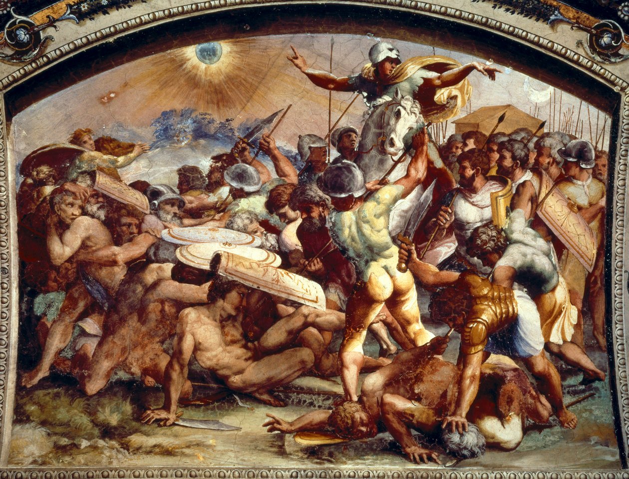 Joshua formørker solen, fresco i Loggia, Vatikanet, ca. 1518-1519 (fresko) af Raphael