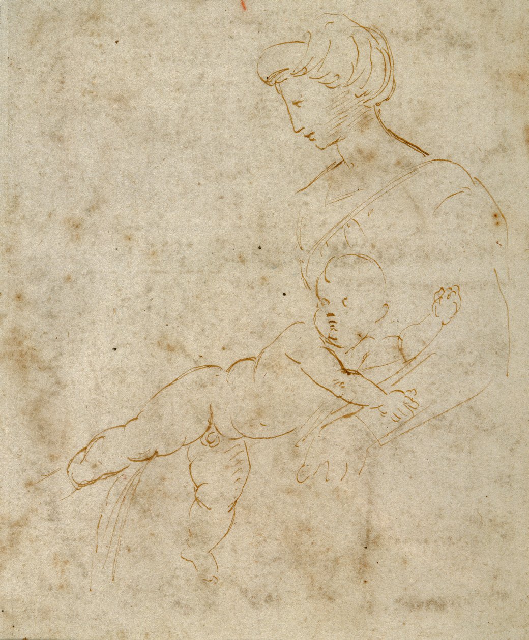 Madonna and Child, ca. 1505 (pen og brunt blæk på papir) af Raphael