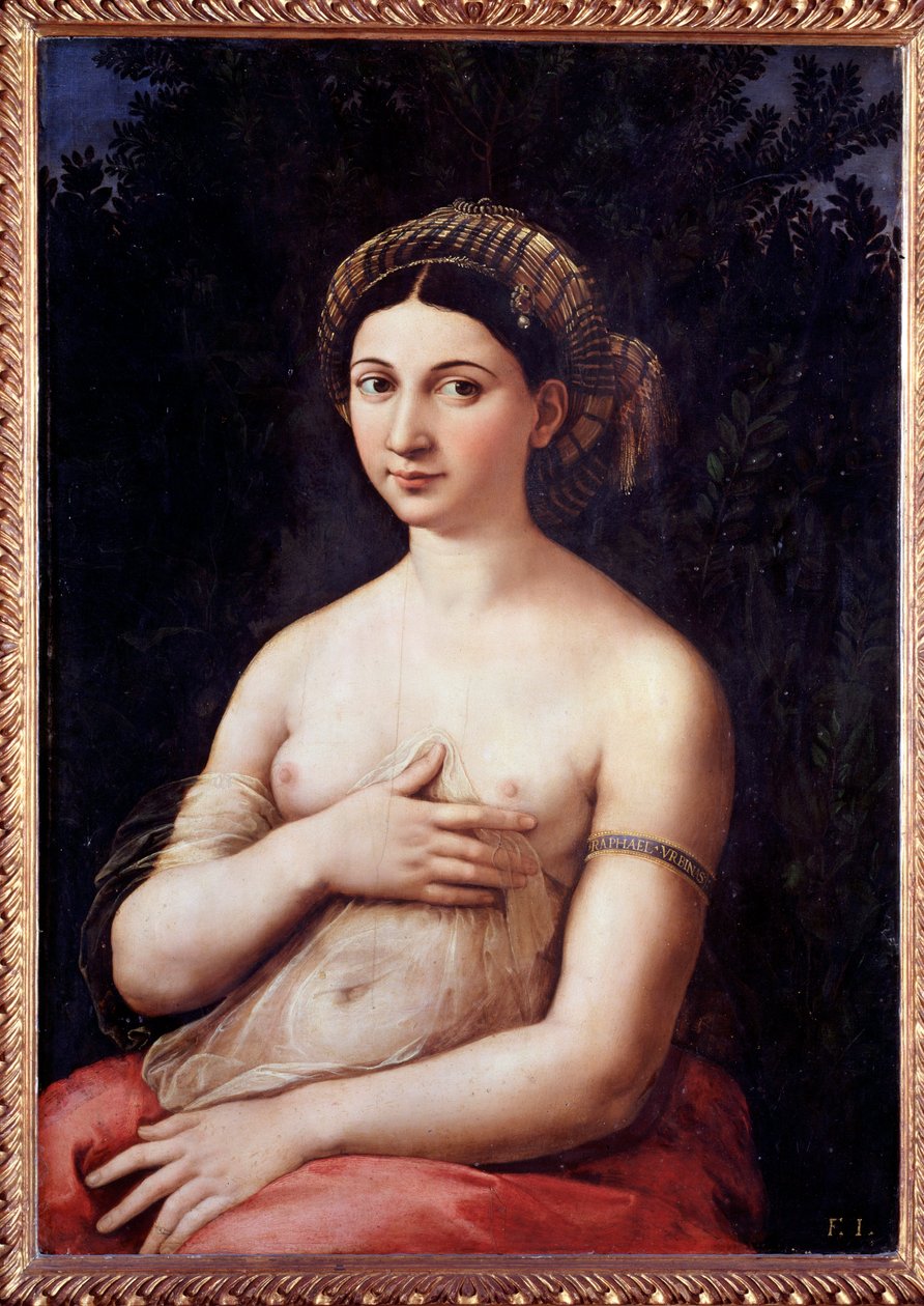 Portræt af en ung dame (La Fornarina) - Olie på træ af Raphael