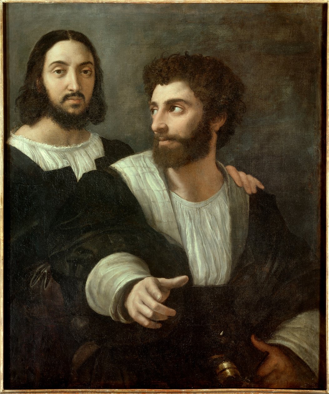 Portræt af kunstneren med en ven. Raffaello Sanzio dit Raphael (1483-1520) af Raphael