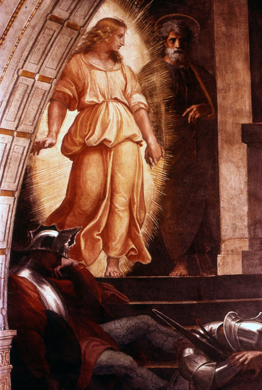 The Liberation of Saint Peter (detalje) fra et freskomaleri af den italienske højrenæssancekunstner Raphael af Raphael (1483 1520)
