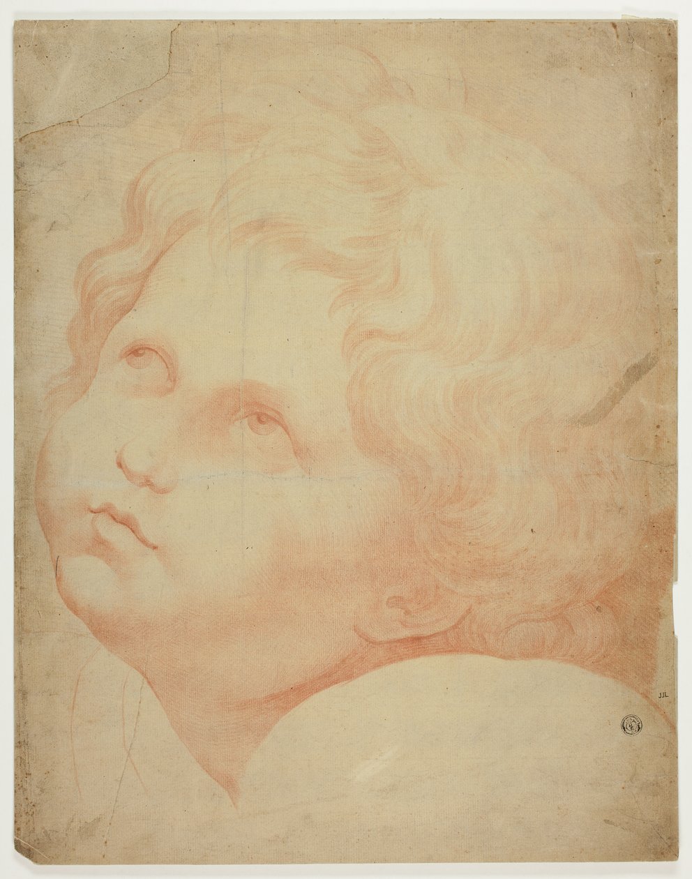Barnets hoved, der kigger opad af Raphael