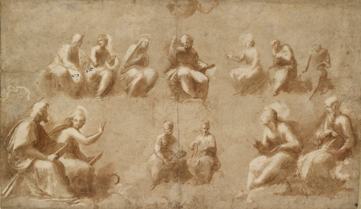 Christ and the Saints in Glory Study for the Disputa, begyndelsen af det 16. århundrede af Raphael
