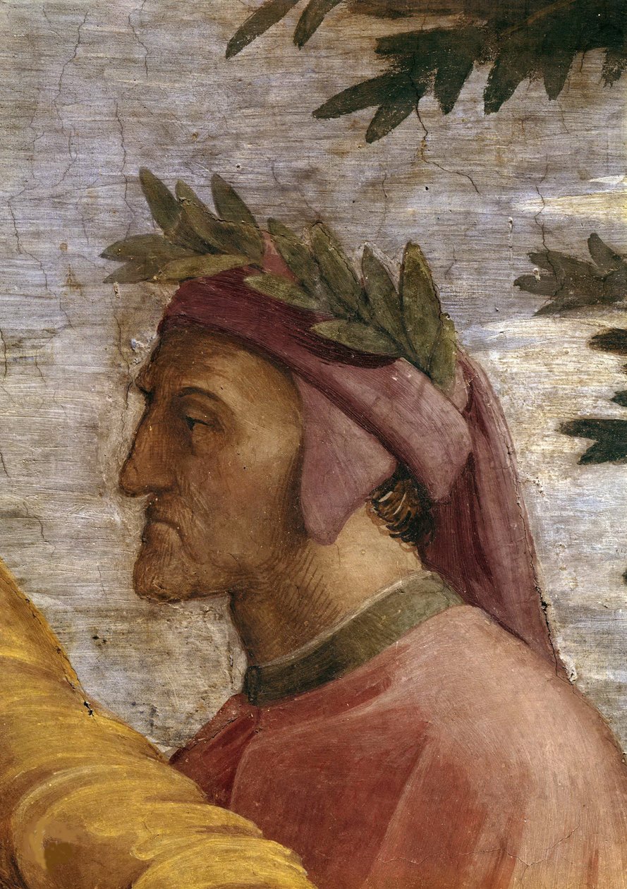 Bestride. Detalje: Dante Alighieri Fresco i Stanza della Segnatura, ca 1510-1511. af Raphael