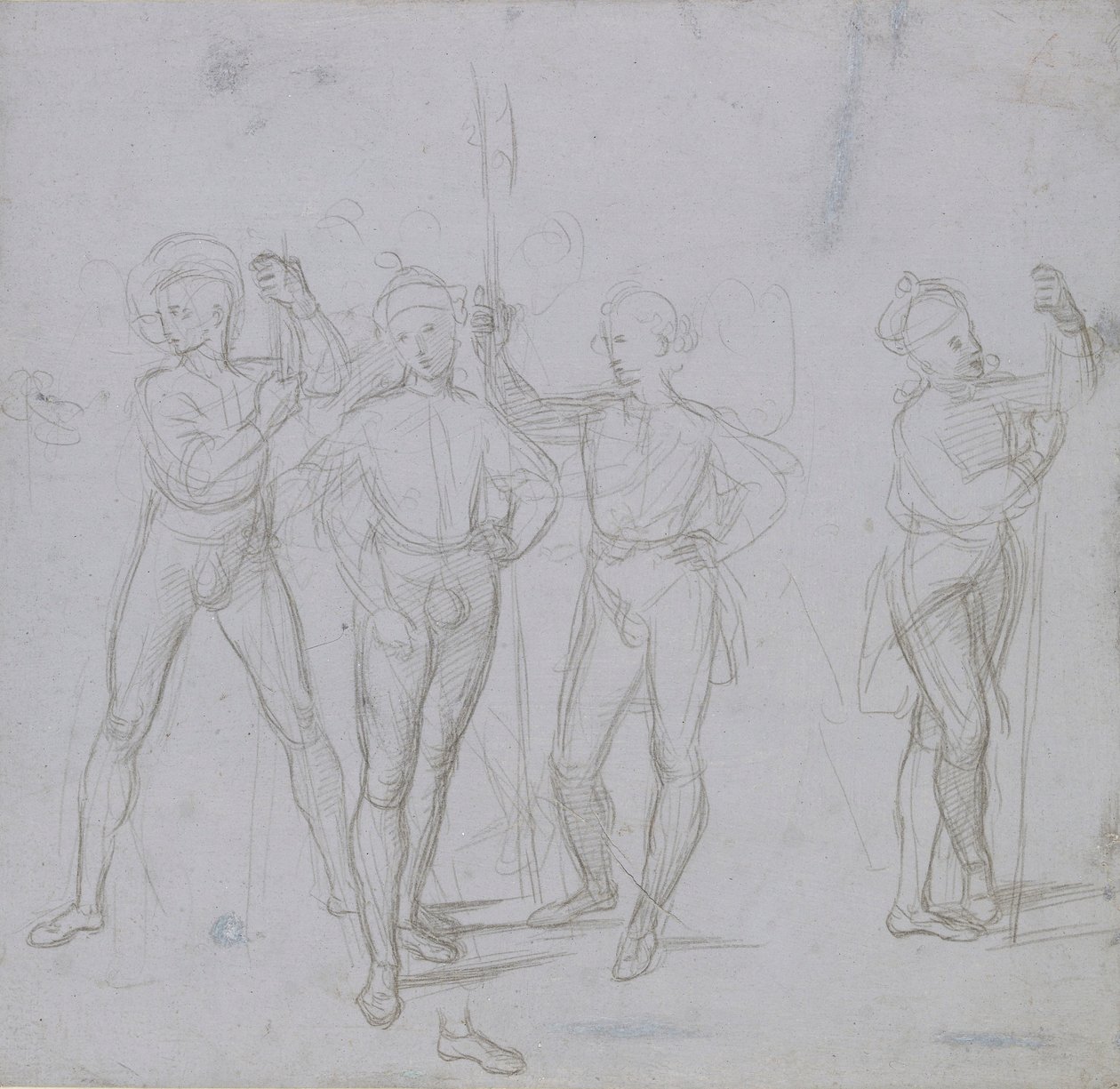 Gruppe på fire stående soldater, c1503. af Raphael