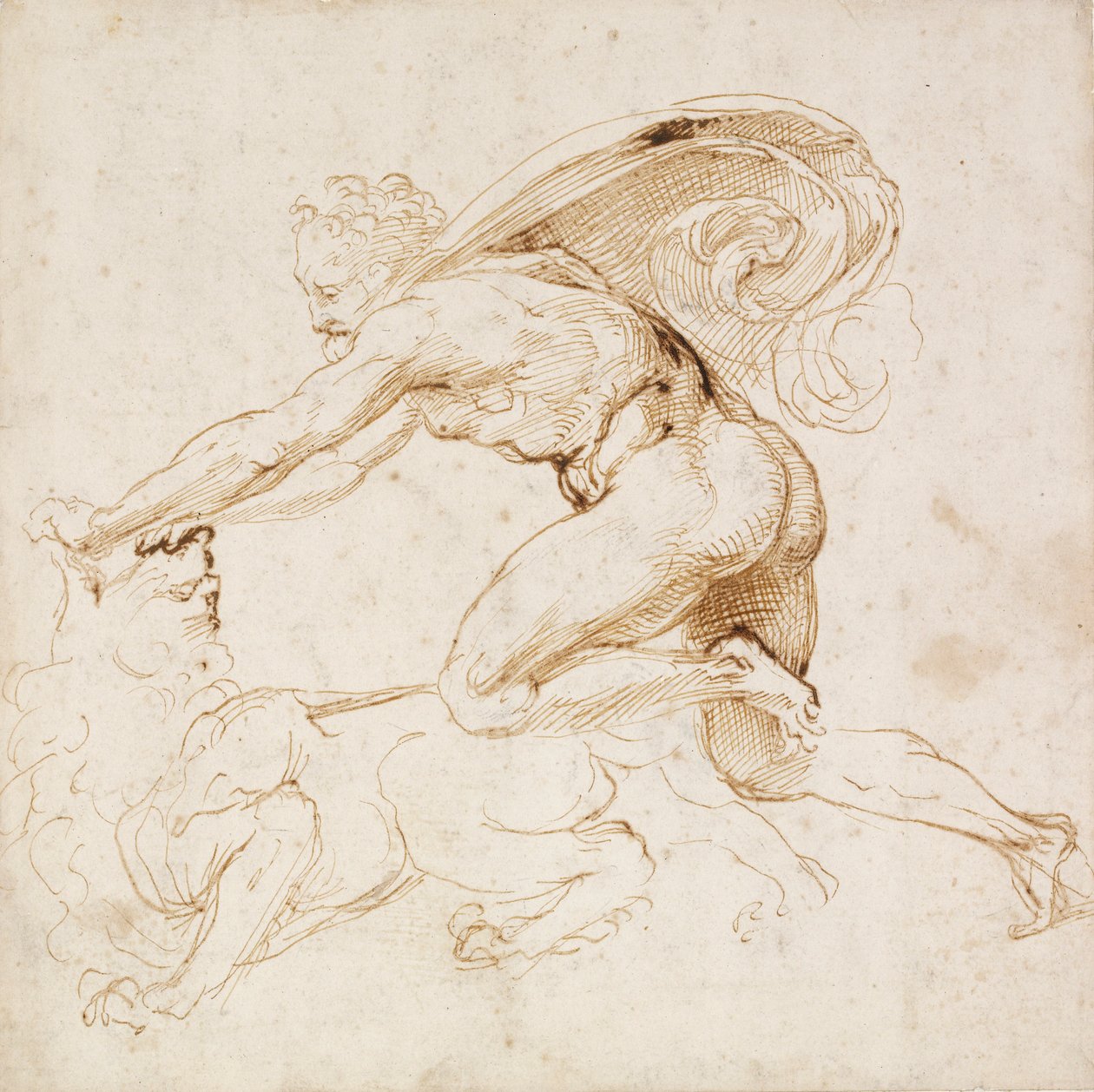 Herkules overmander en løve, c1500-1520 af Raphael