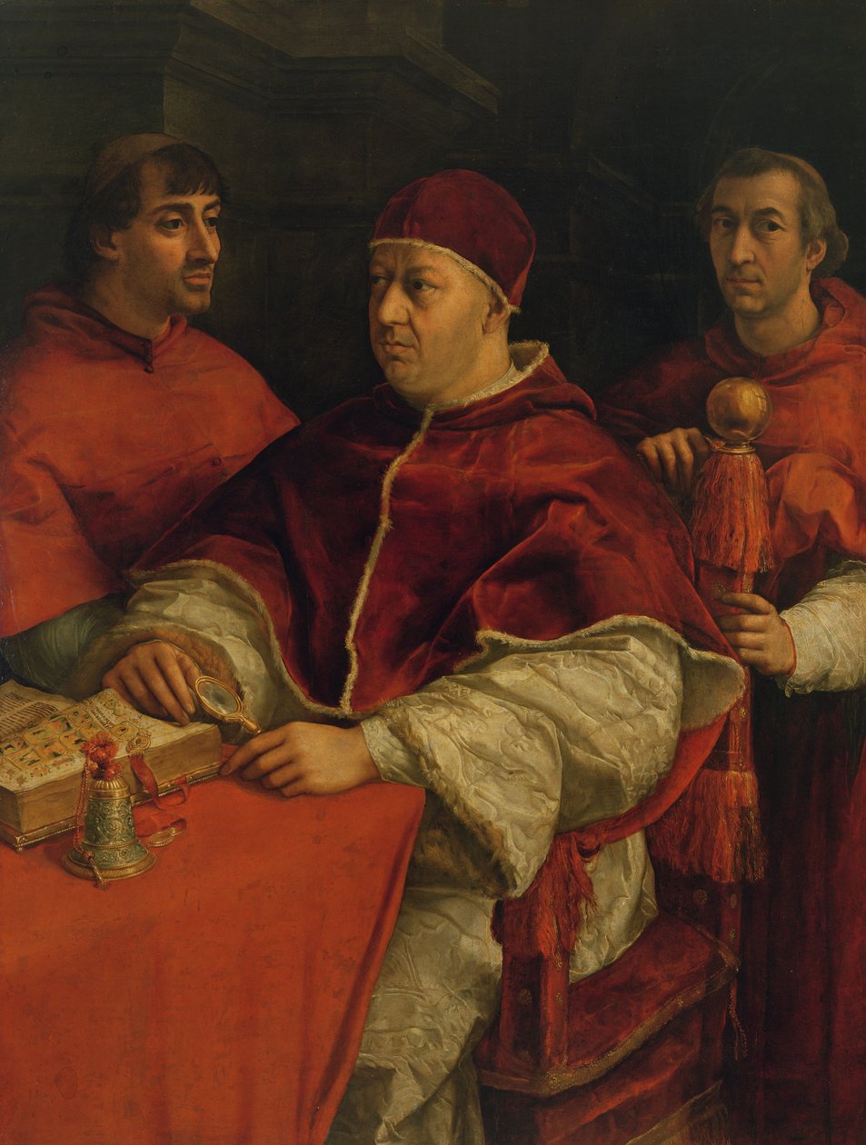 Leo X med kardinalerne Giulio de Medici og Luigi de Rossi, 1517-18 af Raffaello Sanzio Raphael