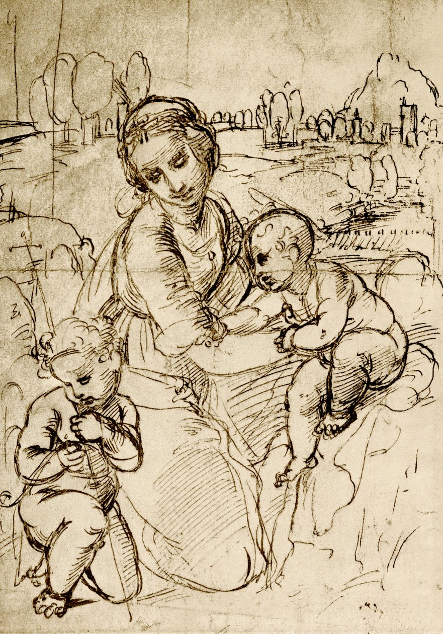 Madonna og barn med St. John af Raffaello Sanzio Raphael