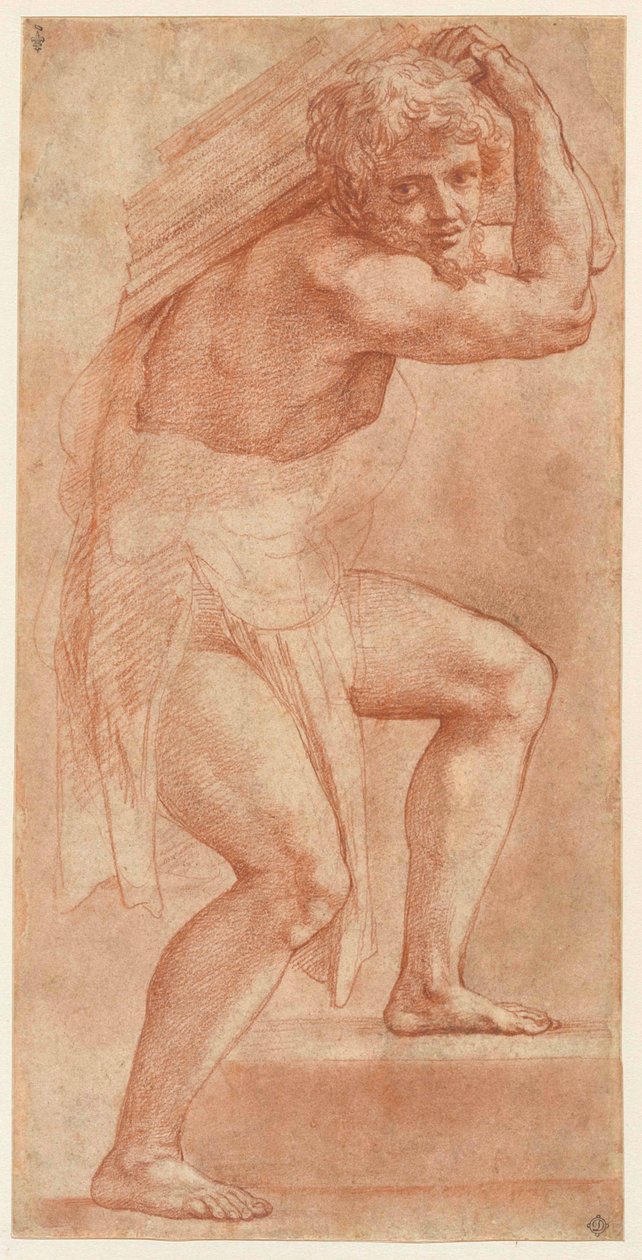 Mand halvsvøbt, bærende en byrde, 1514-1516. af Raphael