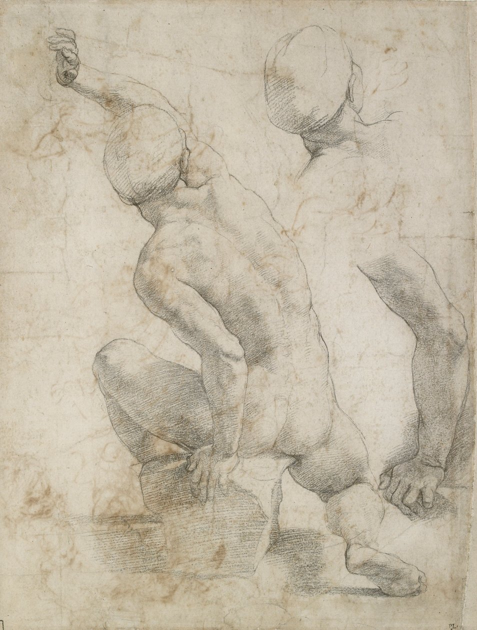 Nøgen mand siddende på en sten, begyndelsen af det 16. århundrede af Raphael