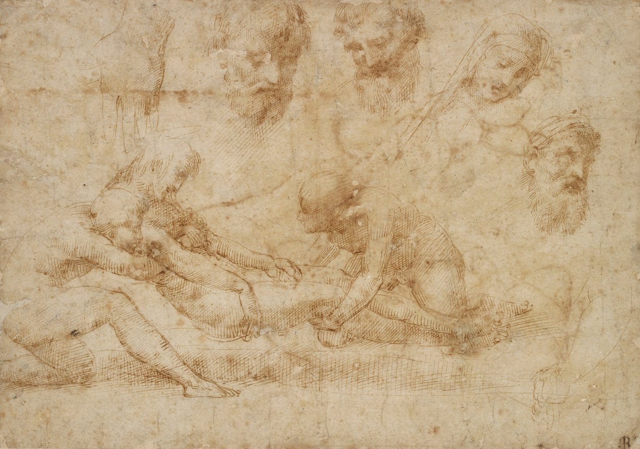 Studies for a Deposition, begyndelsen af det 16. århundrede af Raphael