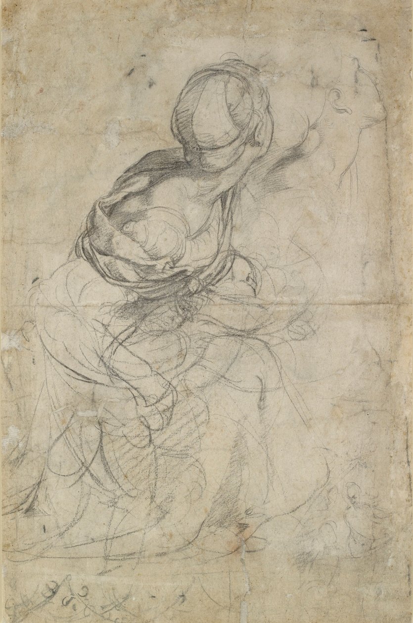 Studier for to knælende kvinder, c1500-1520 af Raphael