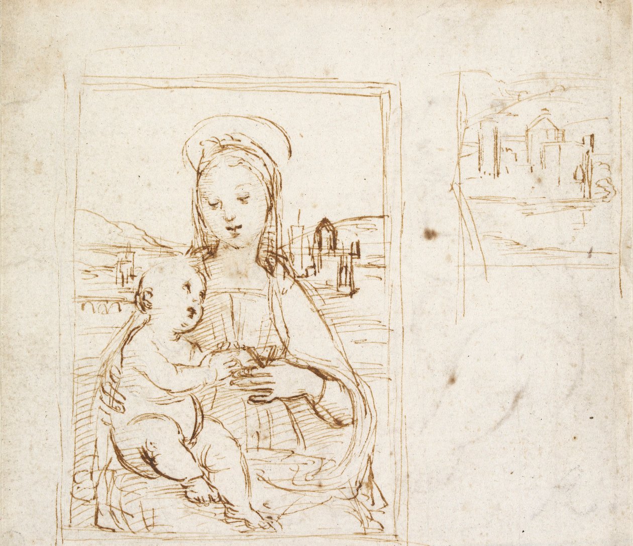 Studie til et billede af jomfruen og barnet, c1500-1504 af Raphael