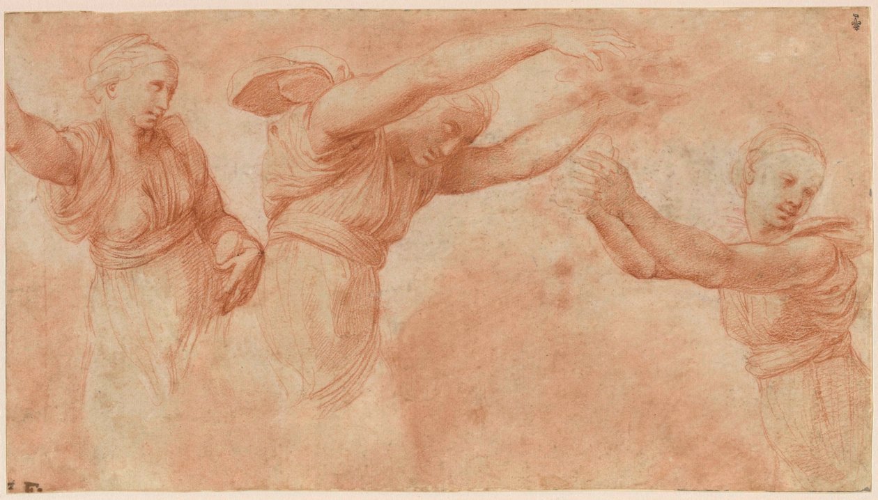 Studie for guderne, der fejrer psykens og amors bryllup, 1518-1519. af Raphael