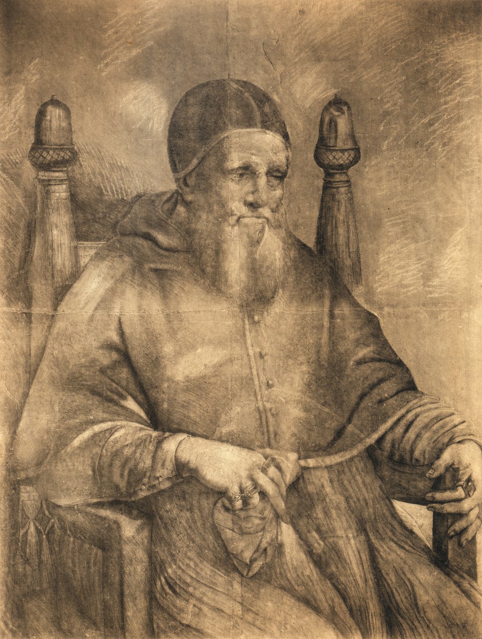 Studie til portrættet af pave Julius II, 1500-12 af Raphael