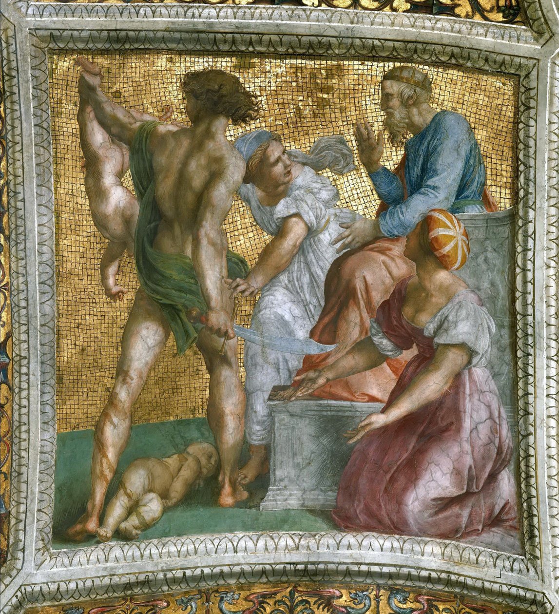 The Judgment of Solomon Ceiling Fresco in Stanza della Segnatura, ca 1510-1511. af Raphael