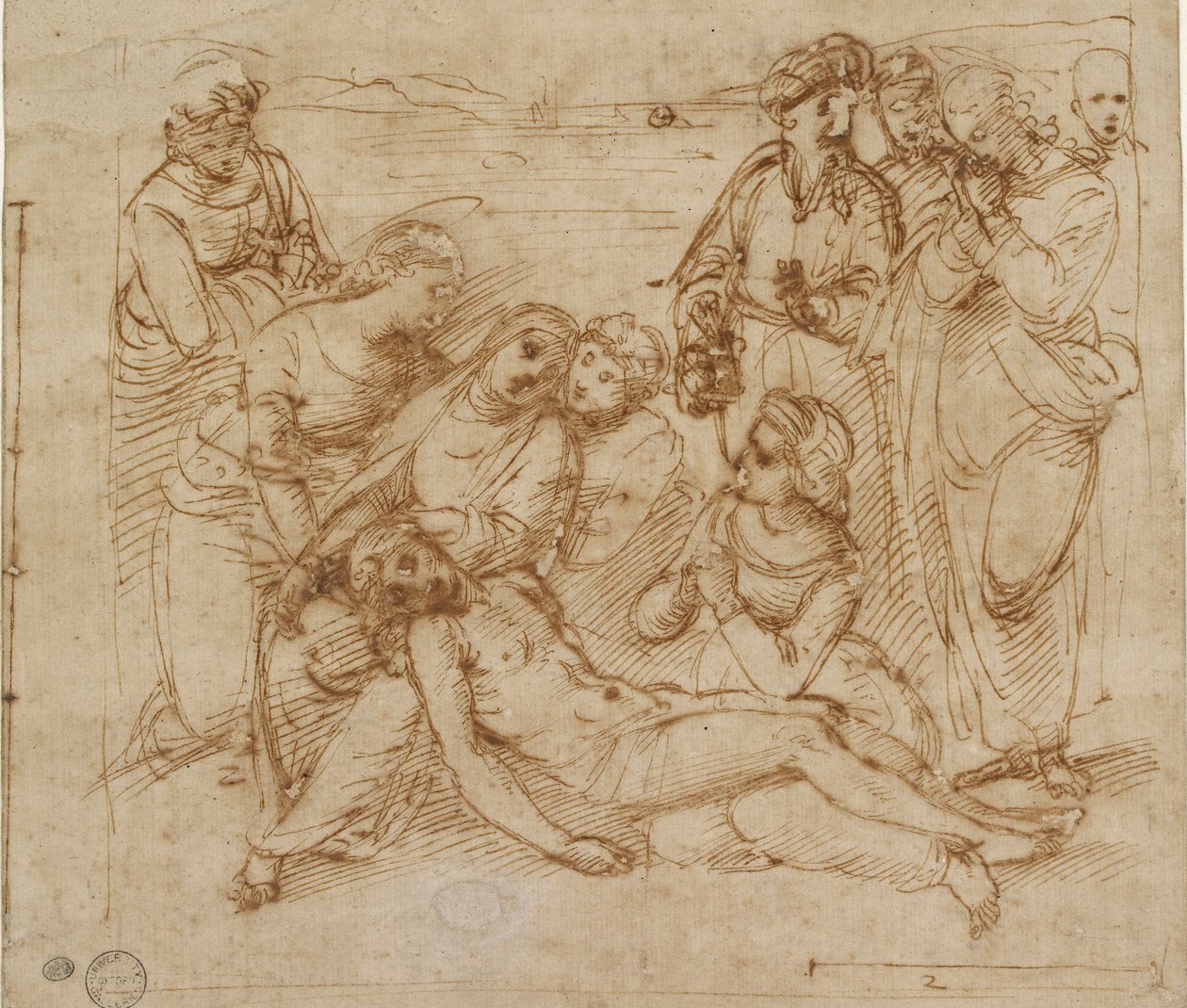 The Lamentation study for the Entombment of Christ, begyndelsen af det 16. århundrede af Raphael