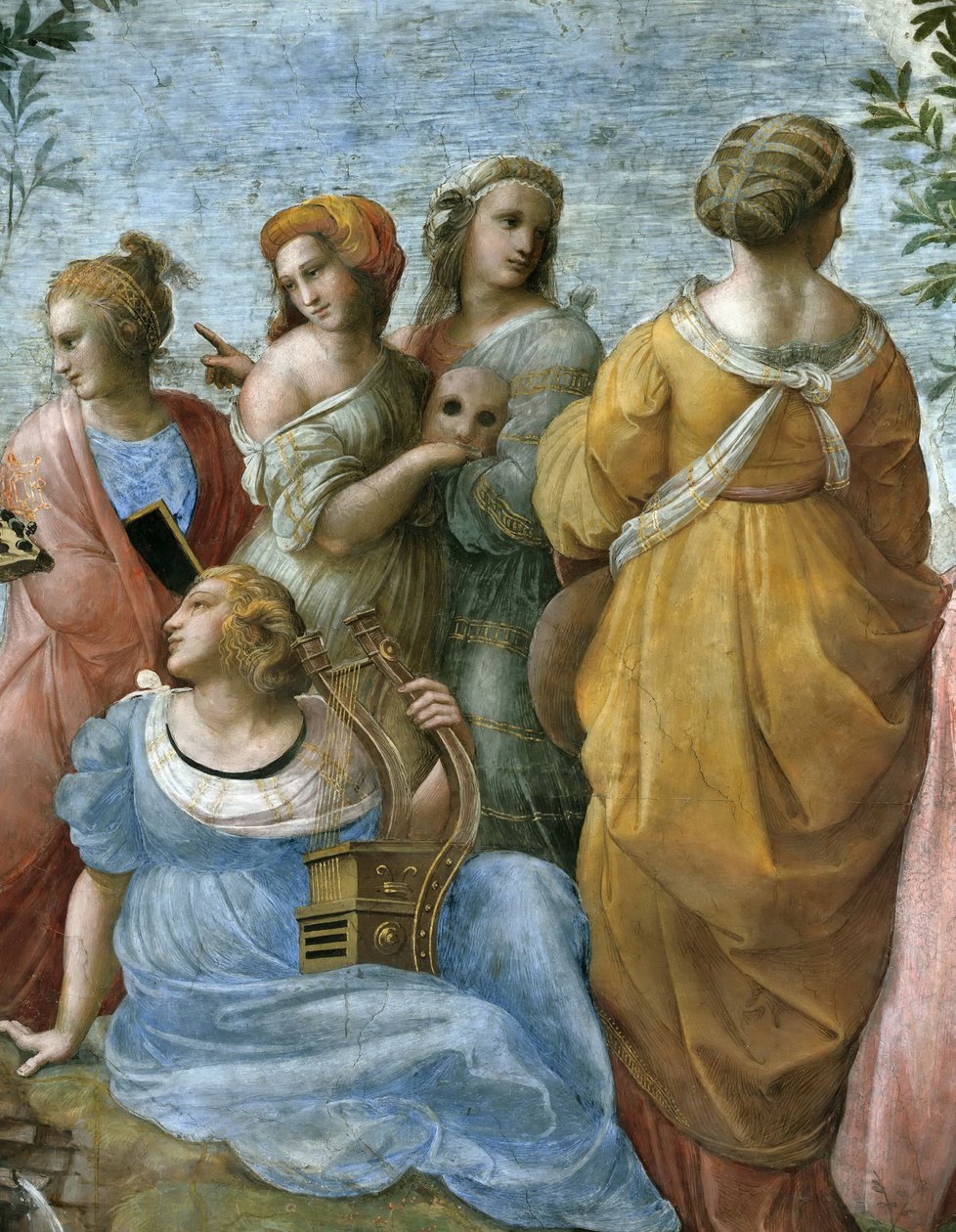 Parnass. Detalje. Fresco i Stanza della Segnatura, ca 1510-1511. af Raphael