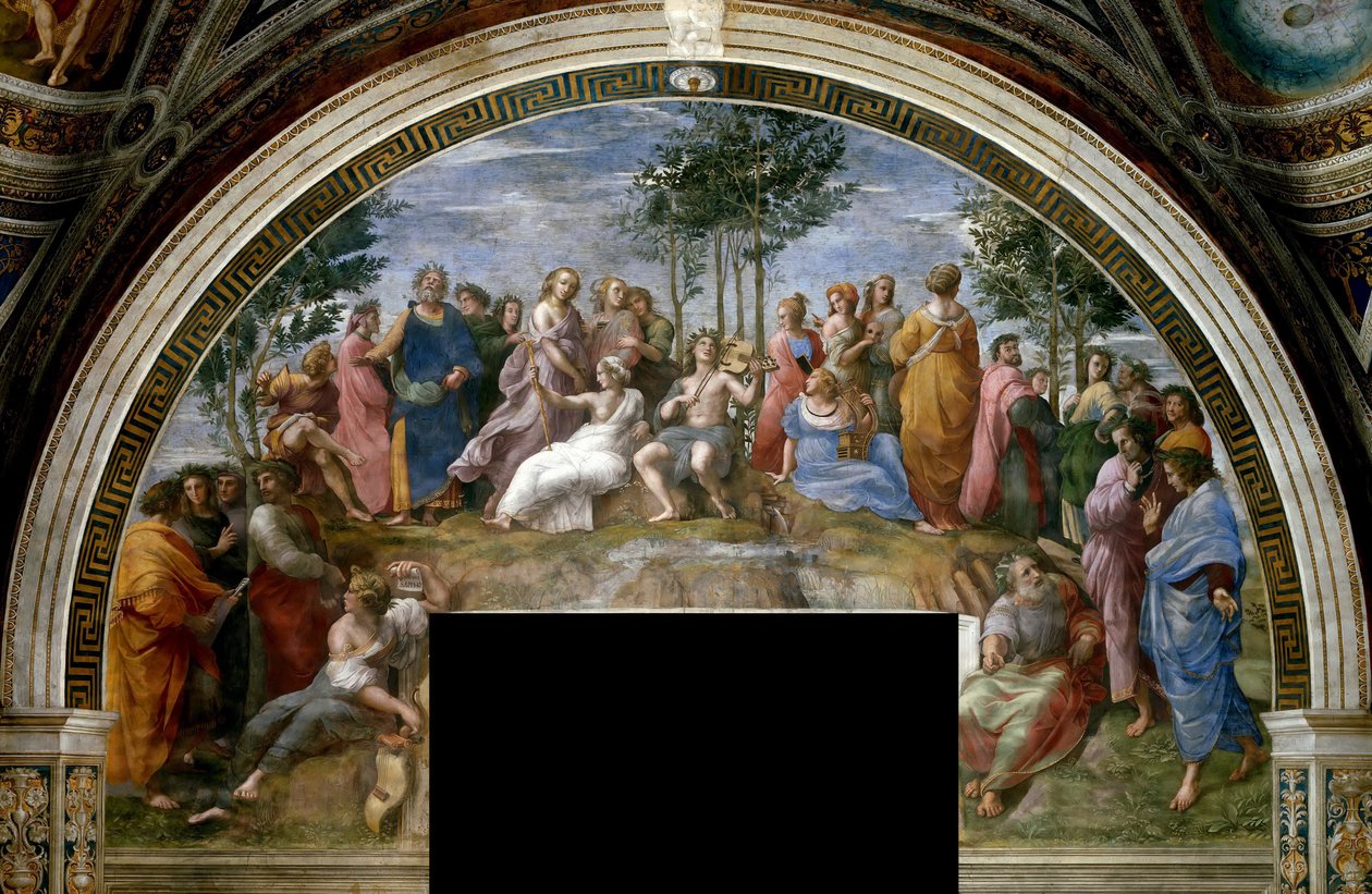 Parnassus-fresken i Stanza della Segnatura, ca 1510-1511. af Raphael