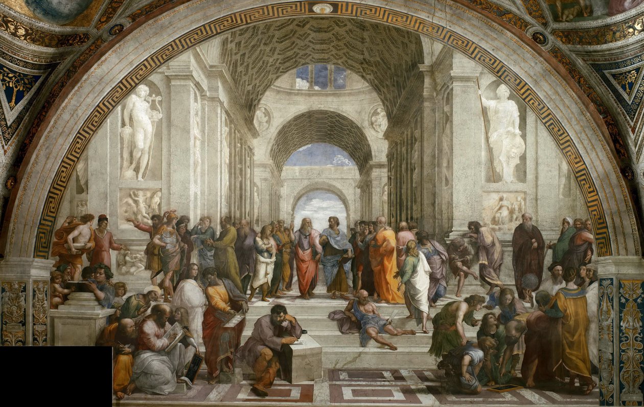 Skolen i Athen. Fresco i Stanza della Segnatura, ca 1510-1511. af Raphael