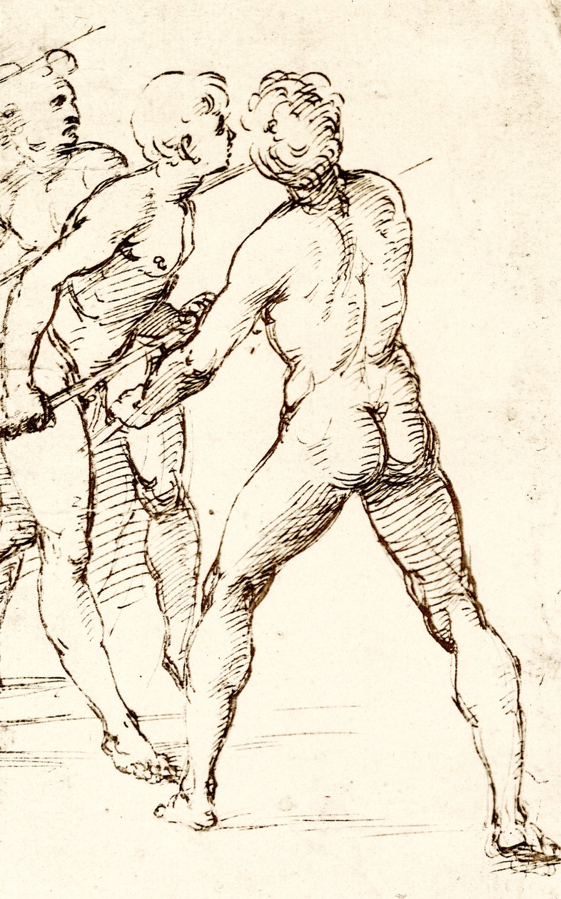 Tre krigere forventer angrebet af Raffaello Sanzio Raphael