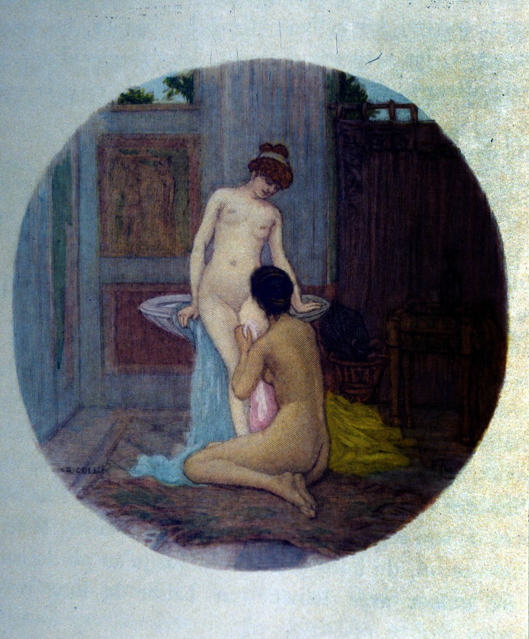 Kvindetoilet i den græske oldtid. Illustration taget fra "Aphrodite"" af Pierre Louys, af Raphael Colin af Raphael Collin