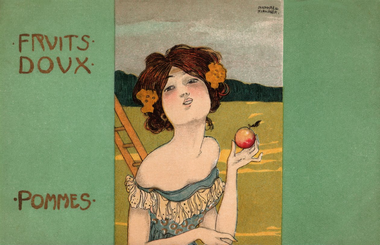 Æbleplukning, ca. 1900 (illustration) af Raphael Kirchner