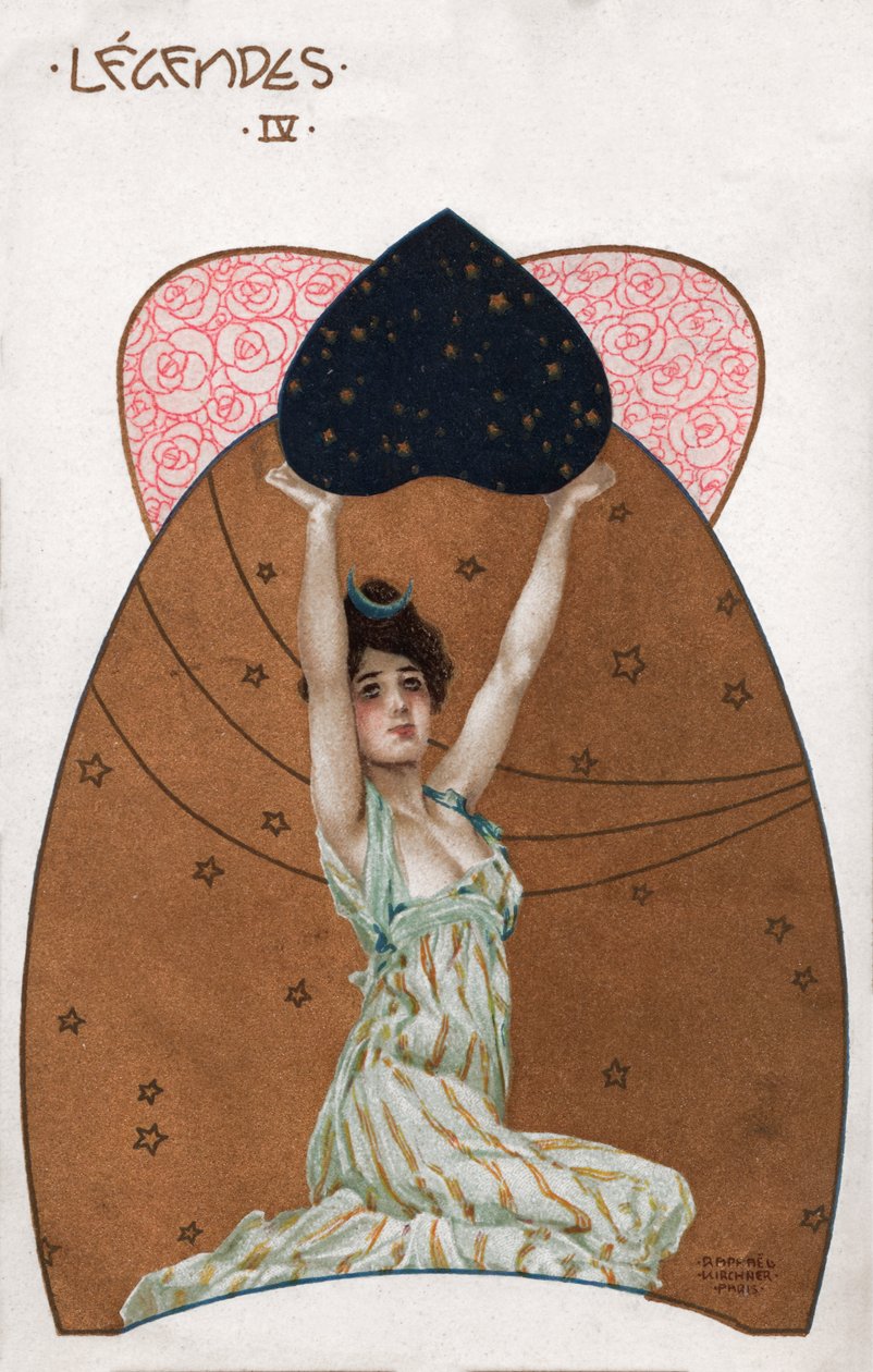 Kvinde i Secession-stil, ca. 1900 (illustration) af Raphael Kirchner
