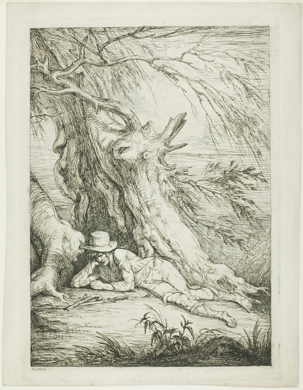 Brigand liggende under et træ af Raphael Lamar West