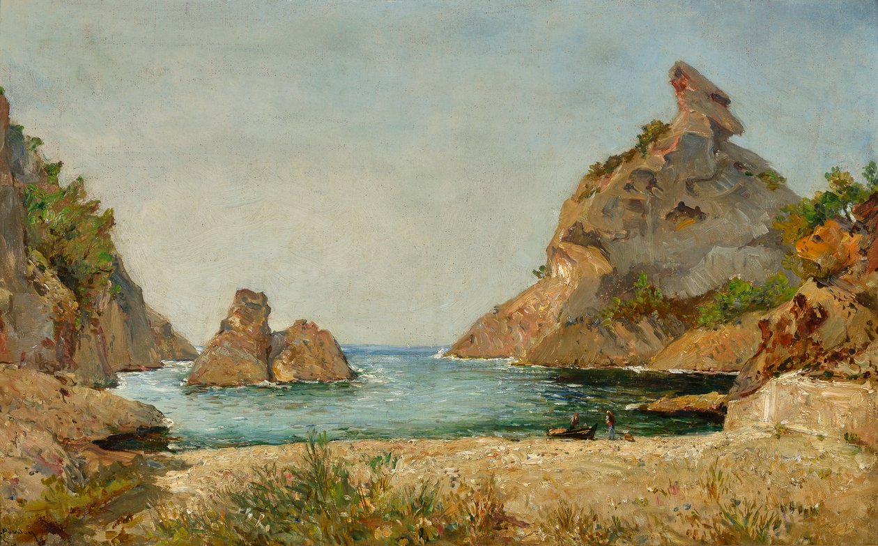 Udsigt over bugten Figuerolles, La Ciotat, Rhônes munde Maleri af Raphael Luc Ponson (1835-1904) Dimension 38x60 cm Musee Ciotaden La Ciotat af Raphael Luc Ponson
