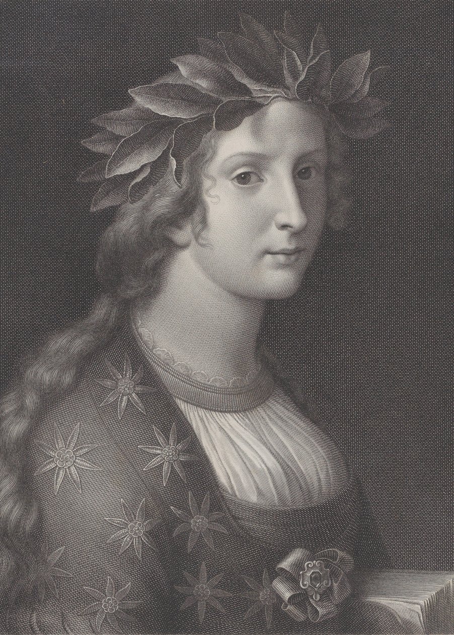 Poesi, en kvinde med laurbærkrone, 1827 af Raphael Morghen