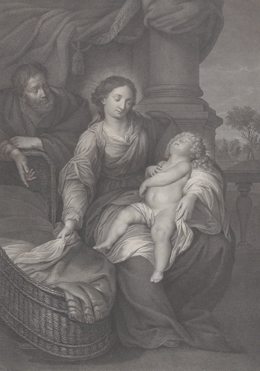 Den hellige familie med Kristusbarnet sovende i jomfruens skød, 1786 af Raphael Morghen