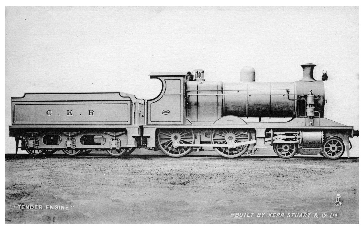 4-4-0 tender motor, damplokomotiv bygget af Kerr, Stuart og Co, begyndelsen af det 20. århundrede. af Raphael Tuck