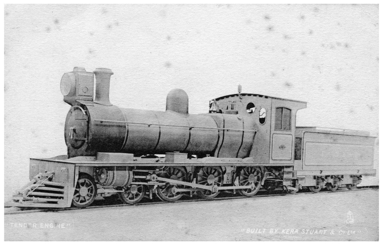4-6-0 tender motor, damplokomotiv bygget af Kerr, Stuart og Co, begyndelsen af det 20. århundrede. af Raphael Tuck