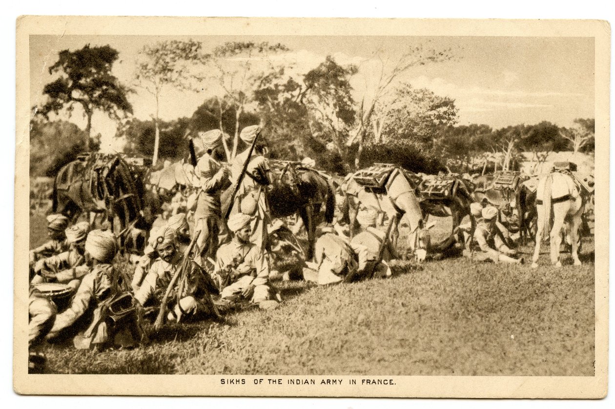 Sikher fra den indiske hær i Frankrig, 1914-15 (sepia foto) af Raphael Tuck and Sons