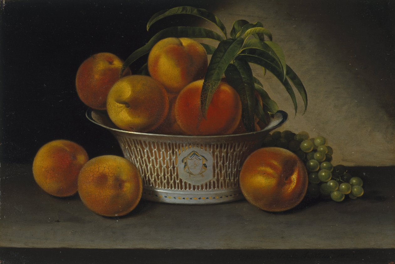 Stilleben med ferskner af Raphaelle Peale